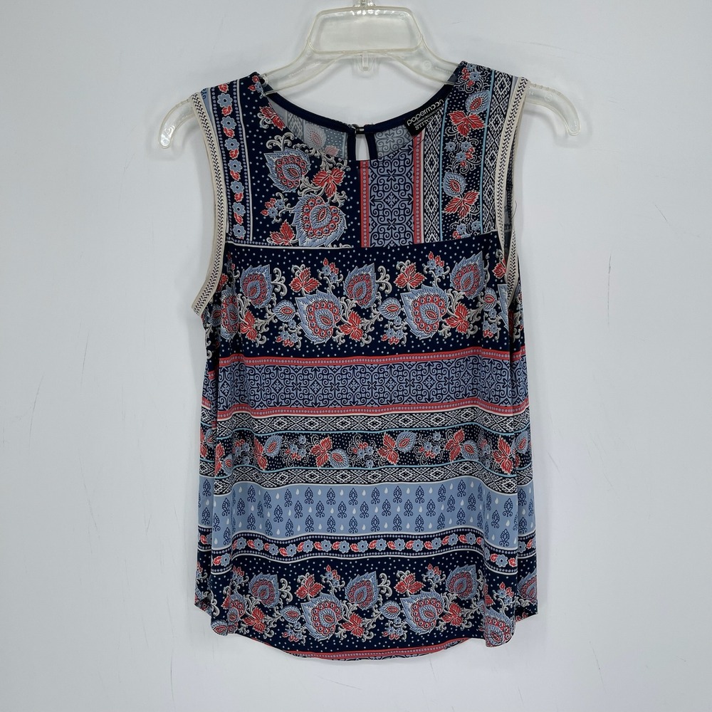 Papermoon Stitch Fix Women's Blue Paisley Sleeveless Keyhole Tank Top Size M